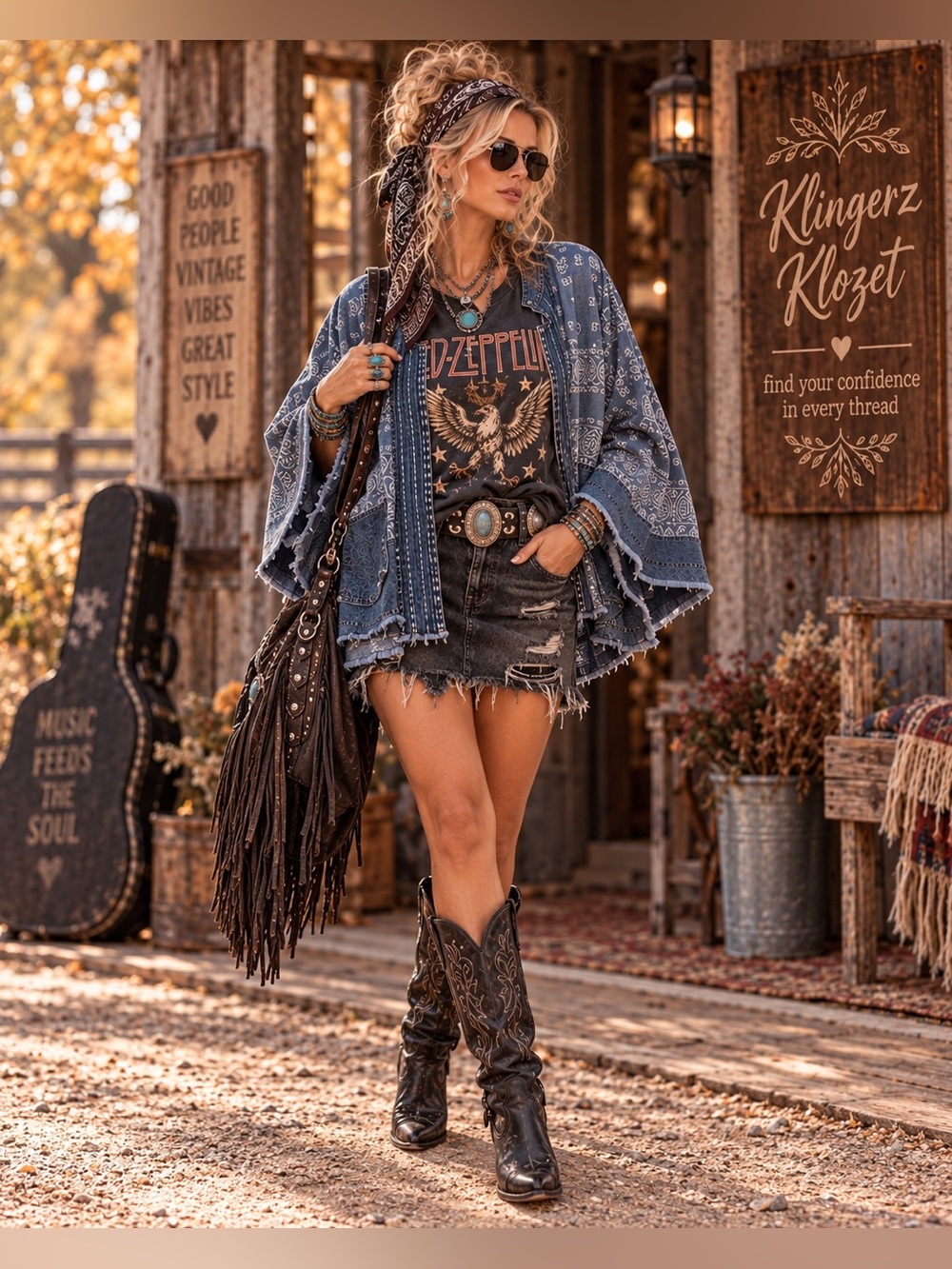 Free People Bandana Dreams Kimono XS Oversized Denim Paisley Boho Jacket